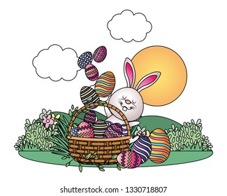 bunny with easter eggs