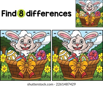 Bunny Easter Eggs in Basket Find The Differences