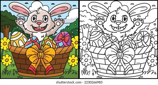 Bunny Easter Eggs in the Basket Illustration