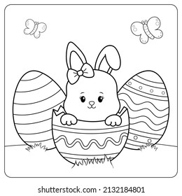 Bunny and Easter Eggs coloring page.