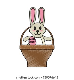 Bunny and easter eggs icon vector illustration graphic design