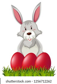 Bunny with easter eggs illustration