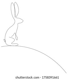 Bunny easter line drawing, vector illustration