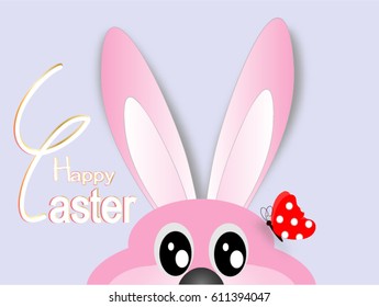 Bunny easter  and polka dot butterfly