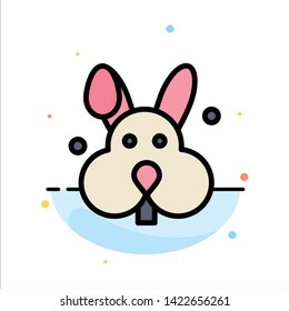 Bunny, Easter, Rabbit Abstract Flat Color Icon Template