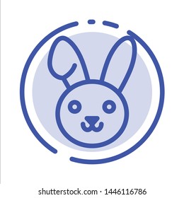 Bunny, Easter, Rabbit Blue Dotted Line Line Icon