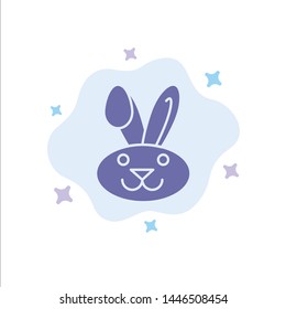 Bunny, Easter, Rabbit Blue Icon on Abstract Cloud Background
