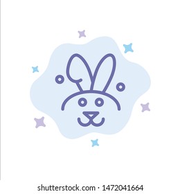 Bunny, Easter, Rabbit Blue Icon on Abstract Cloud Background