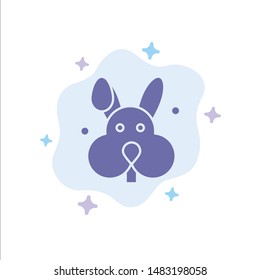 Bunny, Easter, Rabbit Blue Icon on Abstract Cloud Background