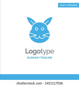 Bunny, Bunny, Easter, Rabbit Blue Solid Logo Template. Place for Tagline