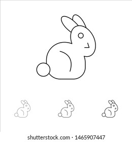 Bunny, Easter, Rabbit Bold and thin black line icon set. Vector Icon Template background
