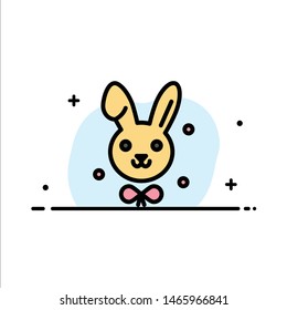 Bunny, Easter, Rabbit  Business Flat Line Filled Icon Vector Banner Template. Vector Icon Template background