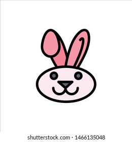 Bunny, Easter, Rabbit  Flat Color Icon. Vector icon banner Template. Vector Icon Template background