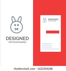 Bunny, Easter, Rabbit Grey Logo Design and Business Card Template