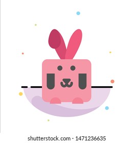 Bunny, Easter, Rabbit, Holiday Abstract Flat Color Icon Template. Vector Icon Template background