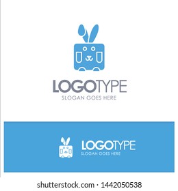 Bunny, Easter, Rabbit, Holiday Blue Solid Logo with place for tagline