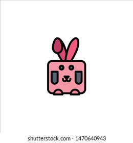 Bunny, Easter, Rabbit, Holiday Business Logo Template. Flat Color. Vector Icon Template background