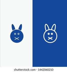 Bunny, Easter, Rabbit Line and Glyph Solid icon Blue banner Line and Glyph Solid icon Blue banner