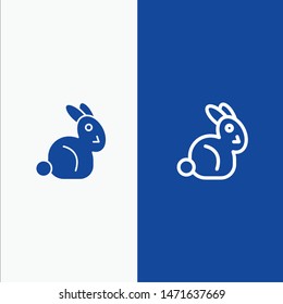 Bunny, Easter, Rabbit Line and Glyph Solid icon Blue banner Line and Glyph Solid icon Blue banner