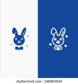 Bunny, Easter, Rabbit Line and Glyph Solid icon Blue banner Line and Glyph Solid icon Blue banner