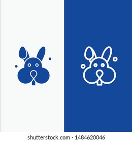 Bunny, Easter, Rabbit Line and Glyph Solid icon Blue banner Line and Glyph Solid icon Blue banner. Vector Icon Template background