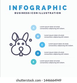 Bunny, Easter, Rabbit Line icon with 5 steps presentation infographics Background