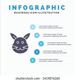 Bunny, Bunny, Easter, Rabbit Solid Icon Infographics 5 Steps Presentation Background
