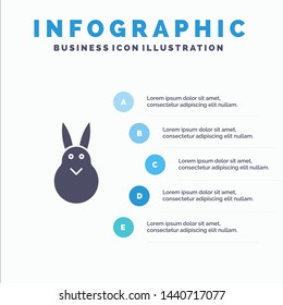 Bunny, Easter, Easter Bunny, Rabbit Solid Icon Infographics 5 Steps Presentation Background