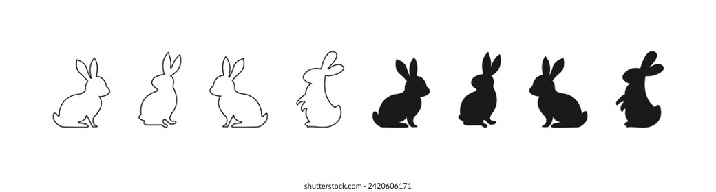 Bunny. Easter Bunny. Silhouette Easter Bunny. Rabbit vector icon