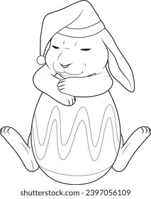 Bunny Easter Sleeping Easter egg Animal Vector Graphic Art Illustration