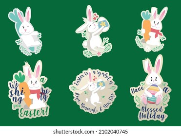 Bunny Osteraufkleber für die Frühlingszeit, eps-vewctor. Grafikressourcen