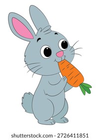 Ein Hase, der Karottenvektor isst