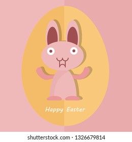 Bunny with egg. Happy Easter greeting card