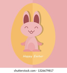 Bunny with egg. Happy Easter greeting card