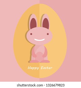 Bunny with egg. Happy Easter greeting card