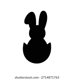 Conejito con diseño plano de Vector de icono de silueta de huevo.