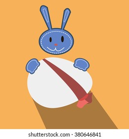 Bunny with eggs flat vector easter card template