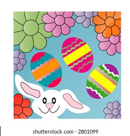 bunny eggs and flowers