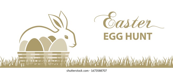 Bunny and eggs, vector Easter banner