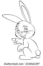 The bunny. Element for coloring page. Cartoon style.