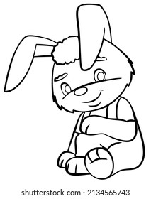 The bunny. Element for coloring page. Cartoon style.