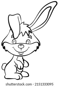 Bunny. Element for coloring page. Cartoon style.
