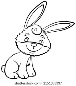 Bunny. Element for coloring page. Cartoon style.