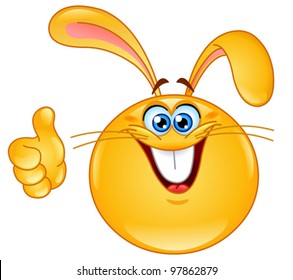 Bunny emoticon with thumb up