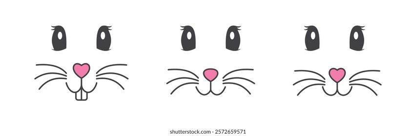 bunny face all set vector design