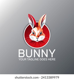 a bunny face in angry mood , rabbit logo template