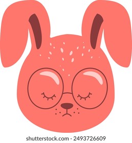 Bunny Face With Eyeglasses Vector Illustration