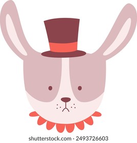 Bunny Face With Hat Vector Illustration