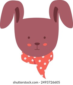 Bunny Face With Scarf Vector Illustration