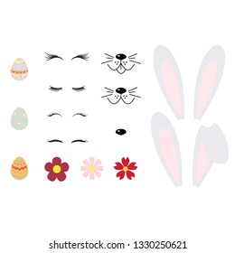 Bunny face set easter bunny template